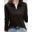 Solid Polo Collar T-Shirt, Casual Long Sleeve Top For Spring & Fall, Women's Clothing