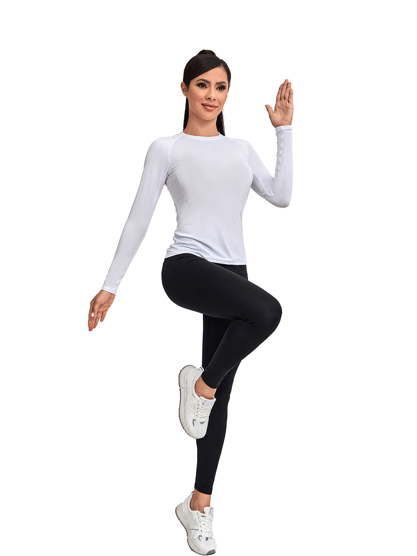 4 pcs pack womens solid color sports basics crew neck long sleeve comfortable yoga fitness workout top womens activewear details 2