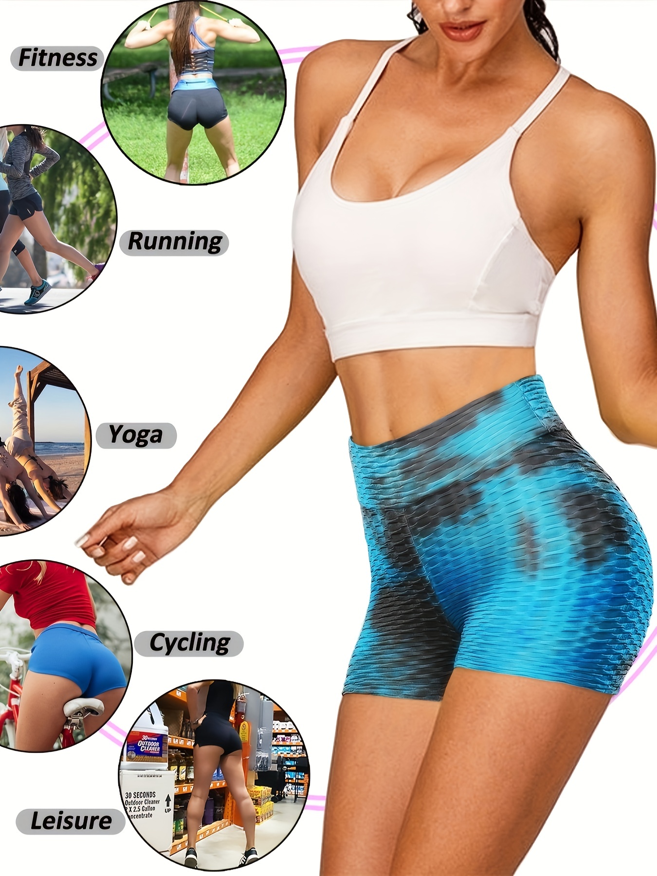 plain honeycomb sporty yoga short slim fit butt lifting high waist sports short womens activewear details 7