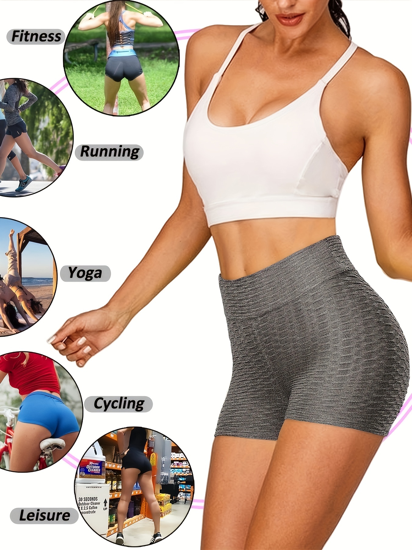 plain honeycomb sporty yoga short slim fit butt lifting high waist sports short womens activewear details 21