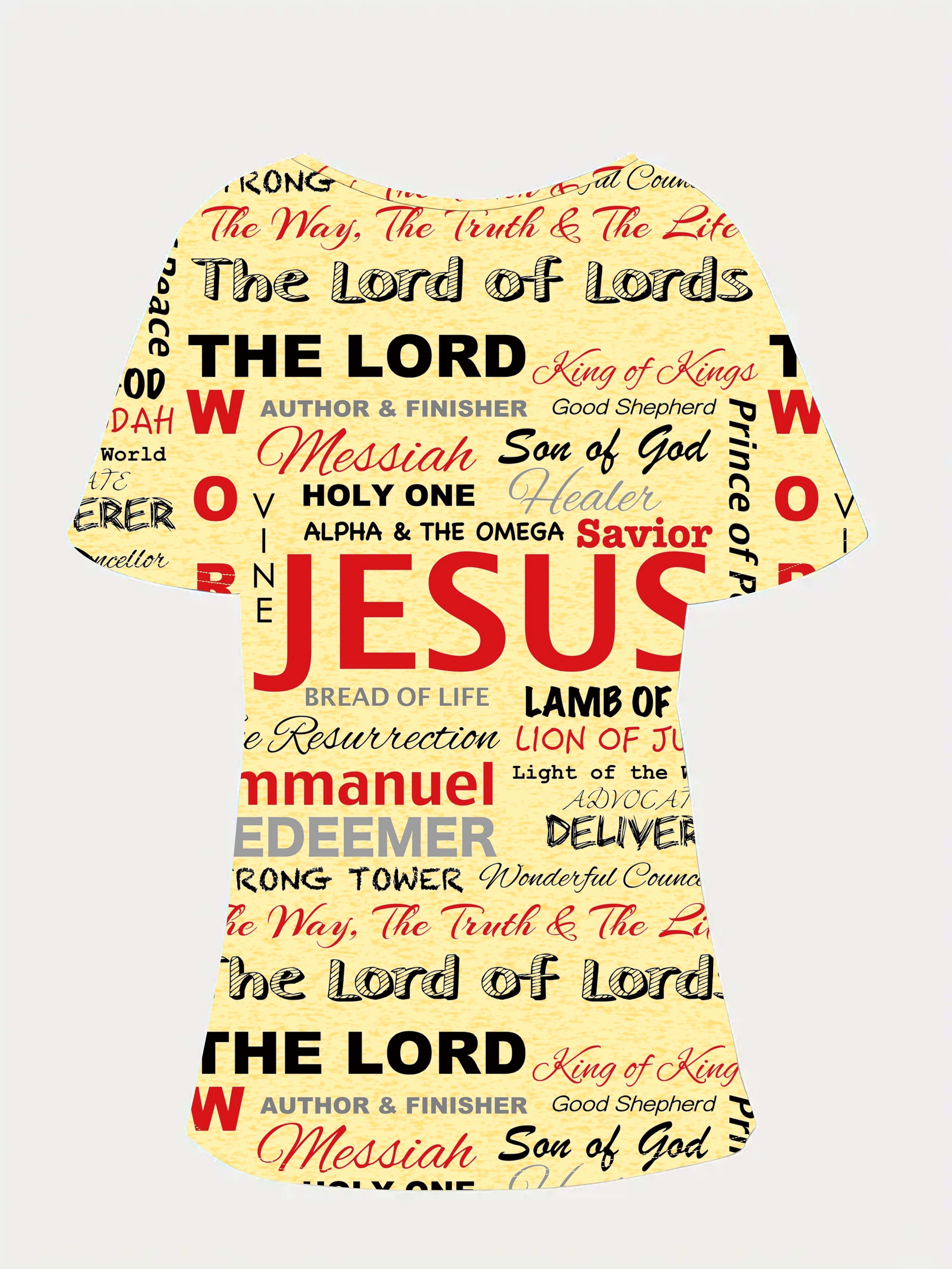 jesus letter full print t shirt casual v neck short sleeve t shirt for spring summer womens clothing details 4