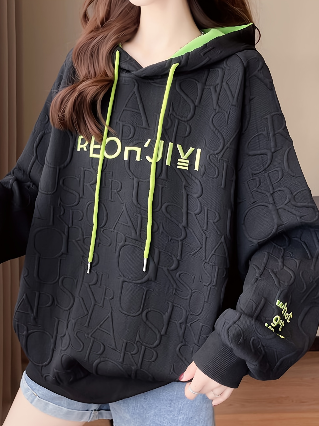 letter print embroidered drawstring thermal hoodie casual printed long sleeve hoodies sweatshirts womens clothing details 3